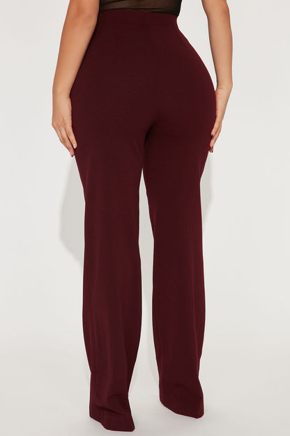 Celine High Waist Button Pants - Burgundy