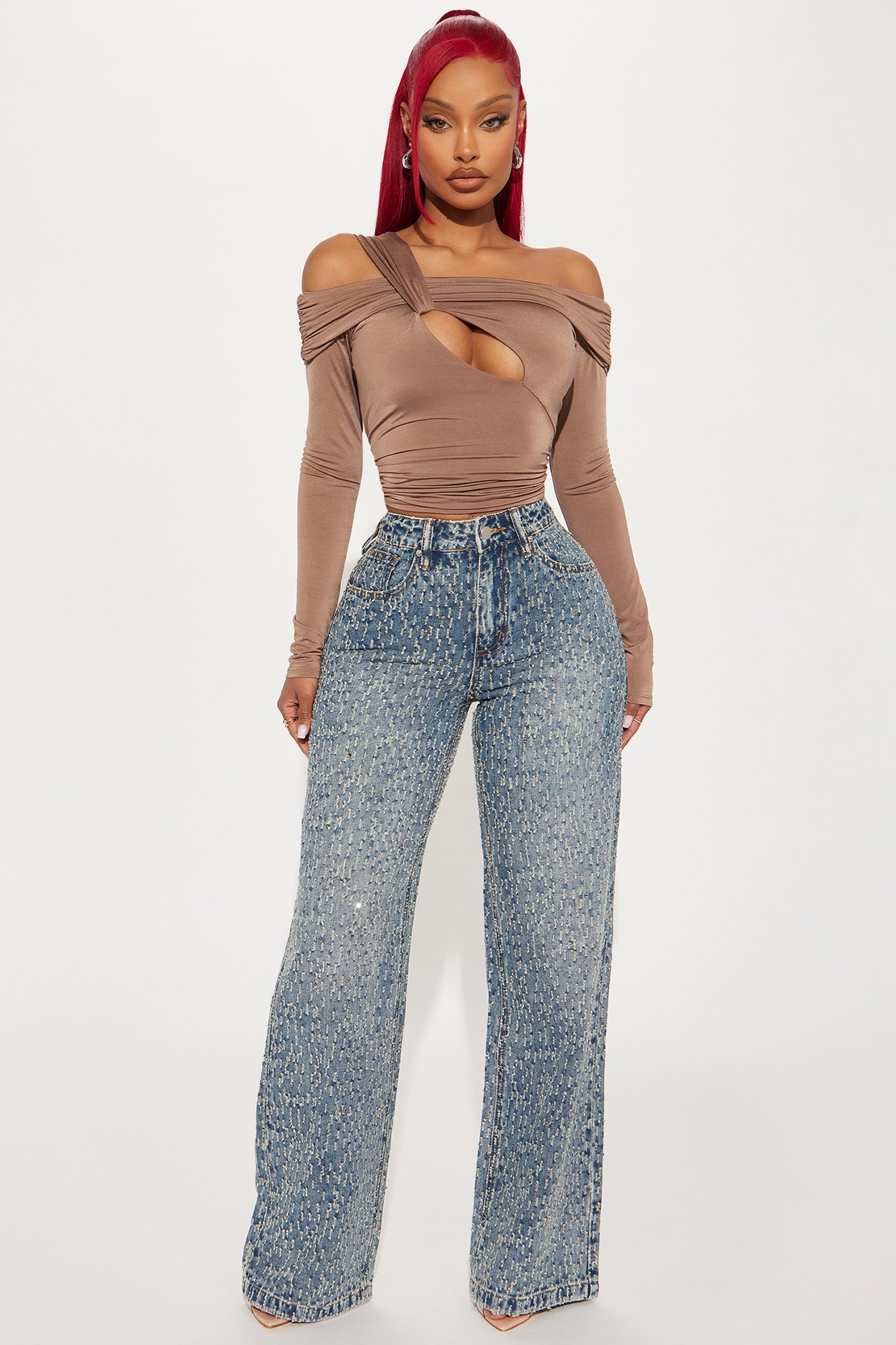 Turning The Page Embellished Wide Leg Jeans - Medium Wash