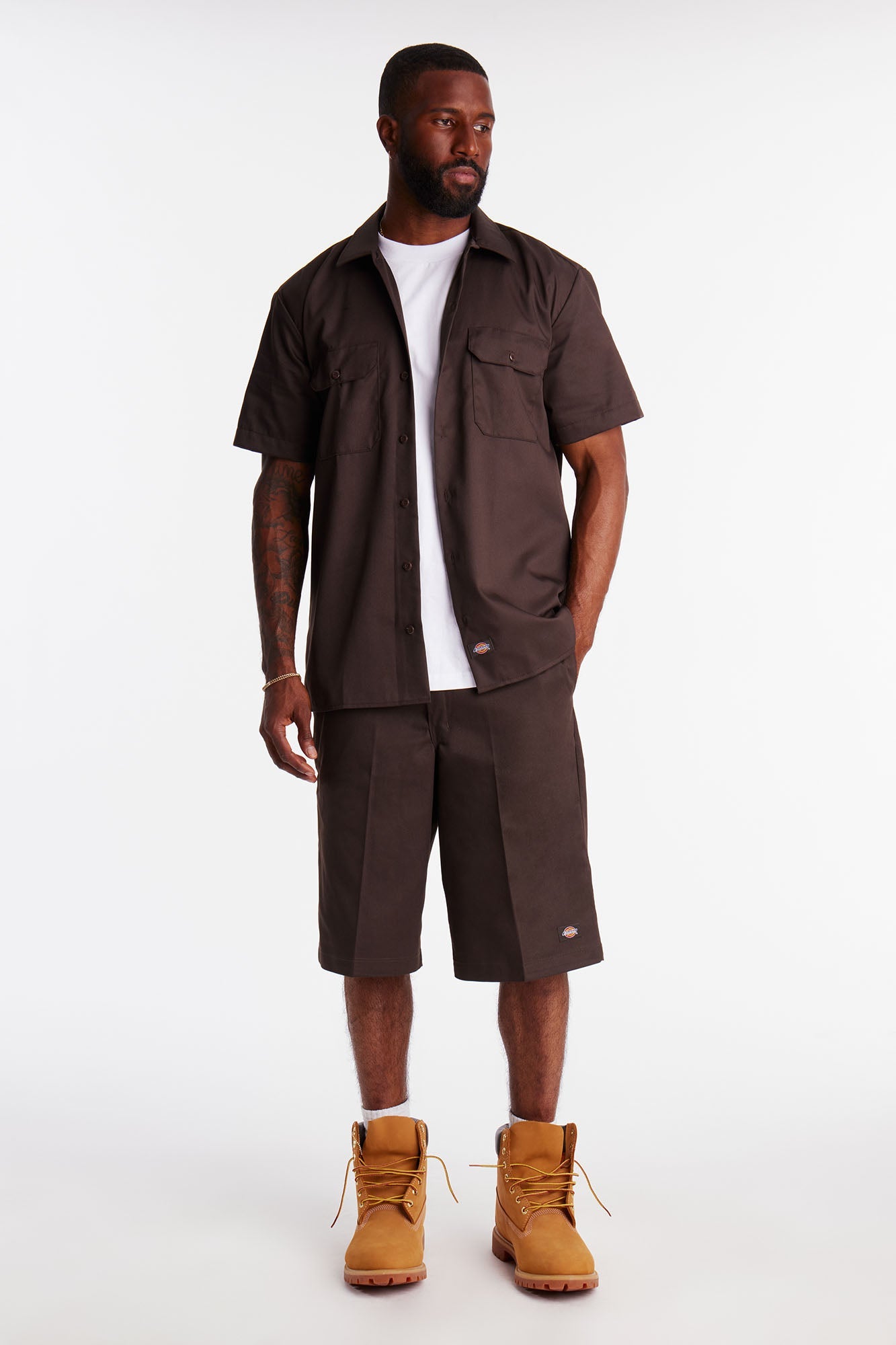 Dickies Short Sleeve Work Shirt - Dark Brown