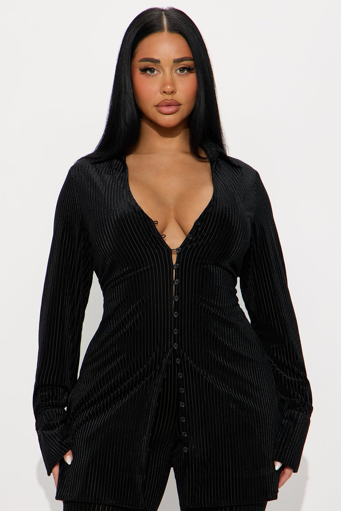 Too Early To Tell Velvet Pant Set - Black