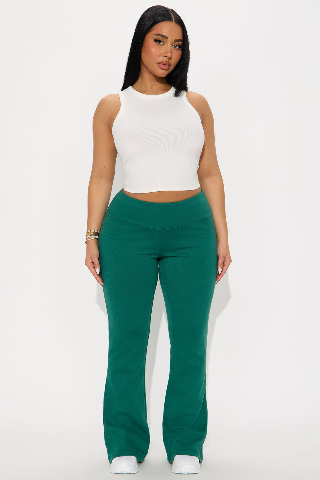 Tina Wide Waist Pull On Lounge Flare Pant - Hunter