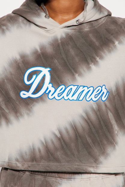 Dreamer Tie Dye Fleece Pant Set - Grey/combo