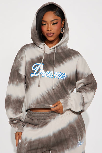 Dreamer Tie Dye Fleece Pant Set - Grey/combo