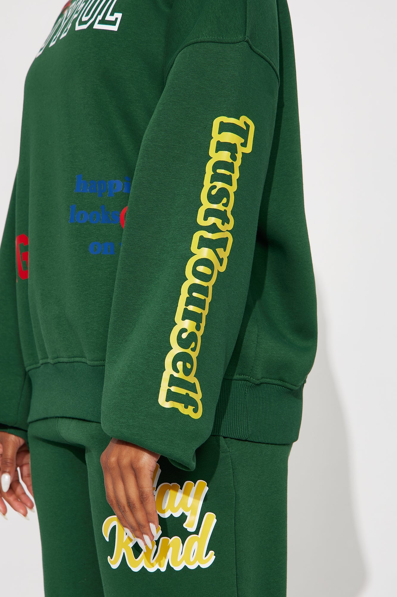 Optimism Overload Fleece Jogger Set - Green