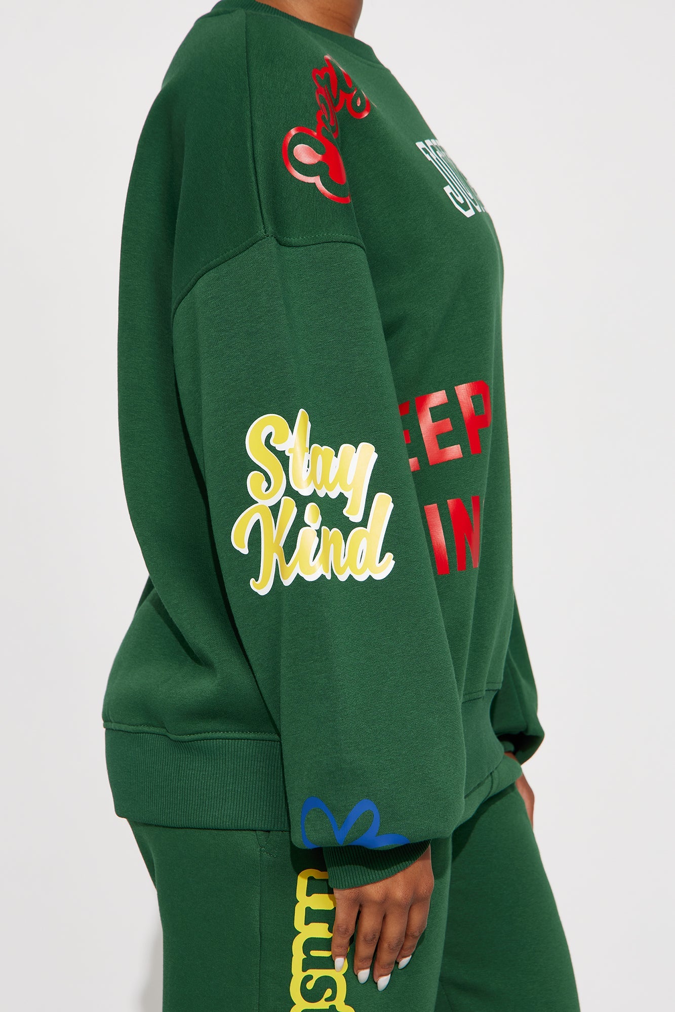 Optimism Overload Fleece Jogger Set - Green