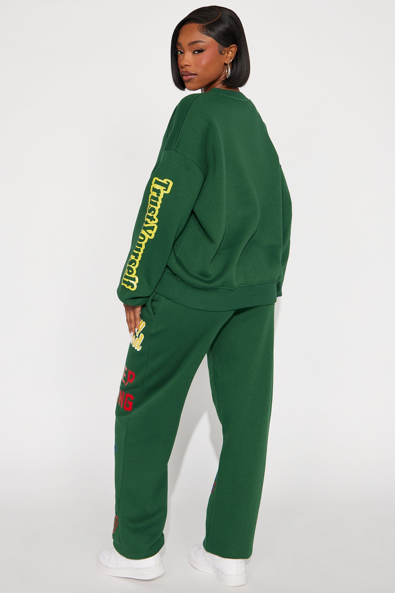 Optimism Overload Fleece Jogger Set - Green