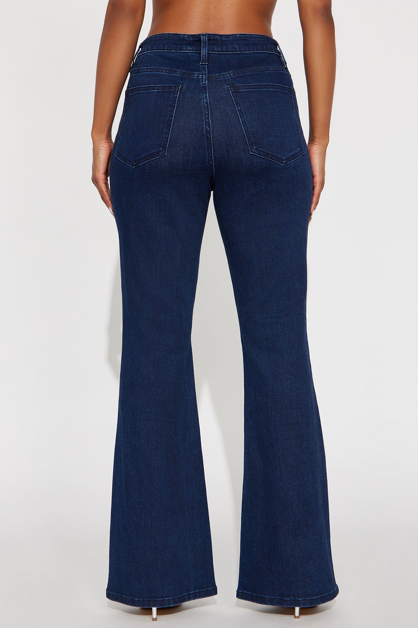 Clutch My Pearls Embellished Flare Leg Jeans - Dark Wash