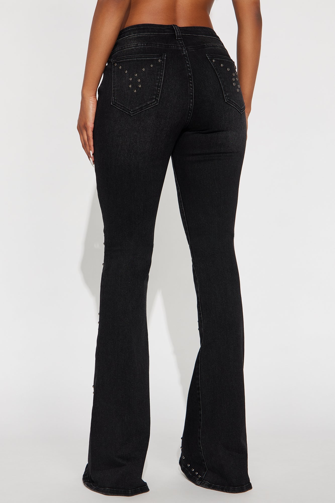 With The Band Studded Flare Jeans - Black Wash