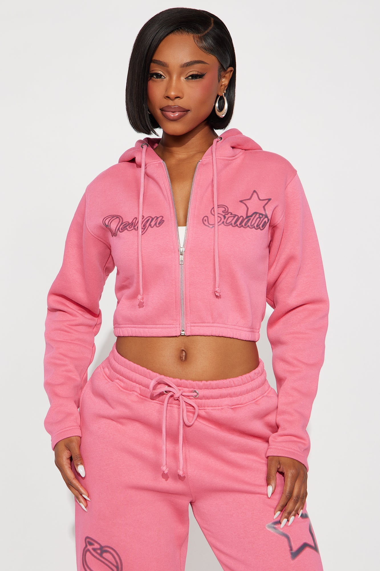 Star Design Studio Fleece Pant Set - Pink