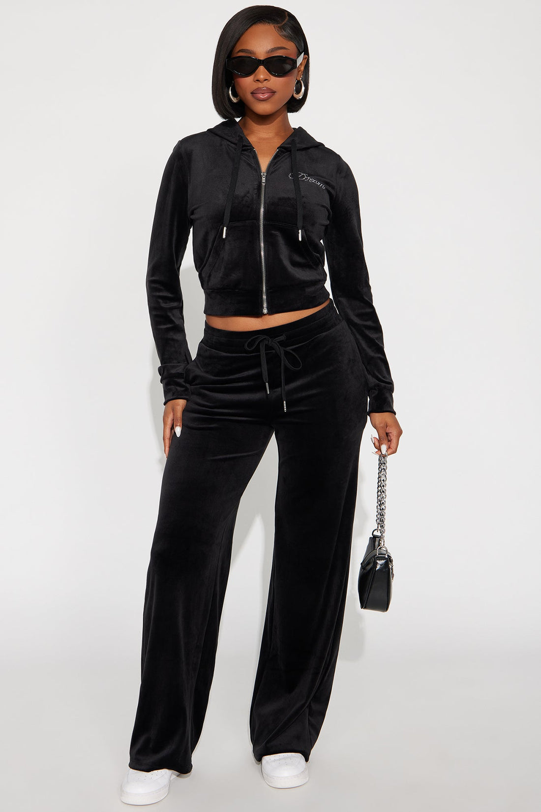 Dream Girl Velour Pant Set - Black