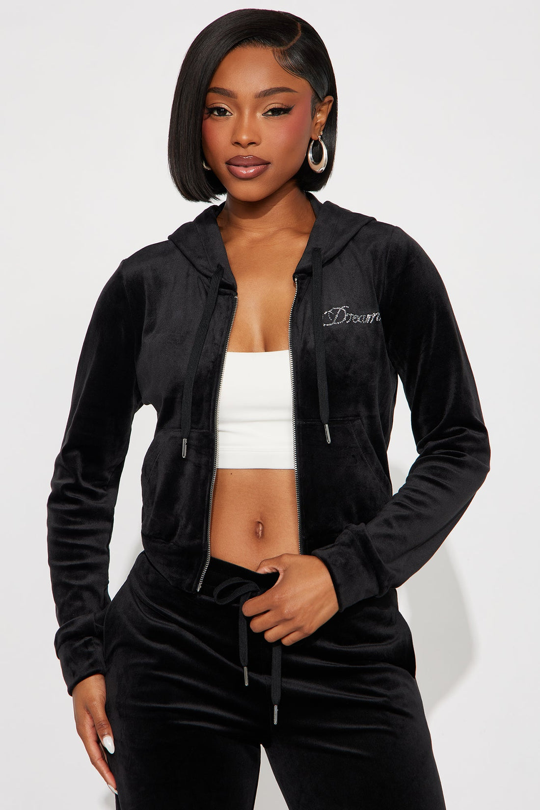Dream Girl Velour Pant Set - Black