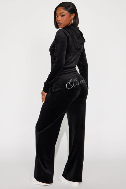 Dream Girl Velour Pant Set - Black
