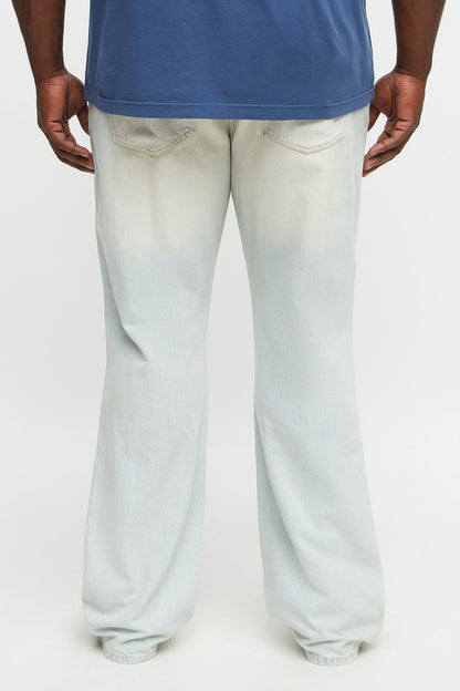 Stacked Slim Flare Self Destruct Distressed Jean - Light Wash