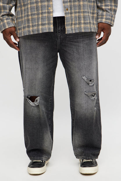 Baggy Phantom Distressed Jean - Black Wash