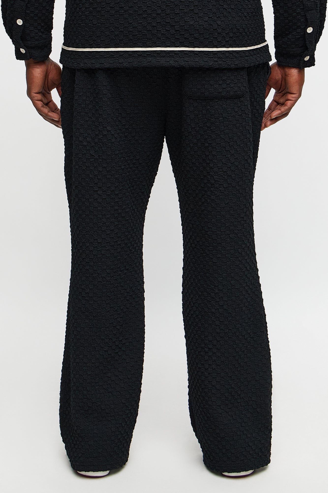 Slim Flare Soho Weave Slit Pant - Black