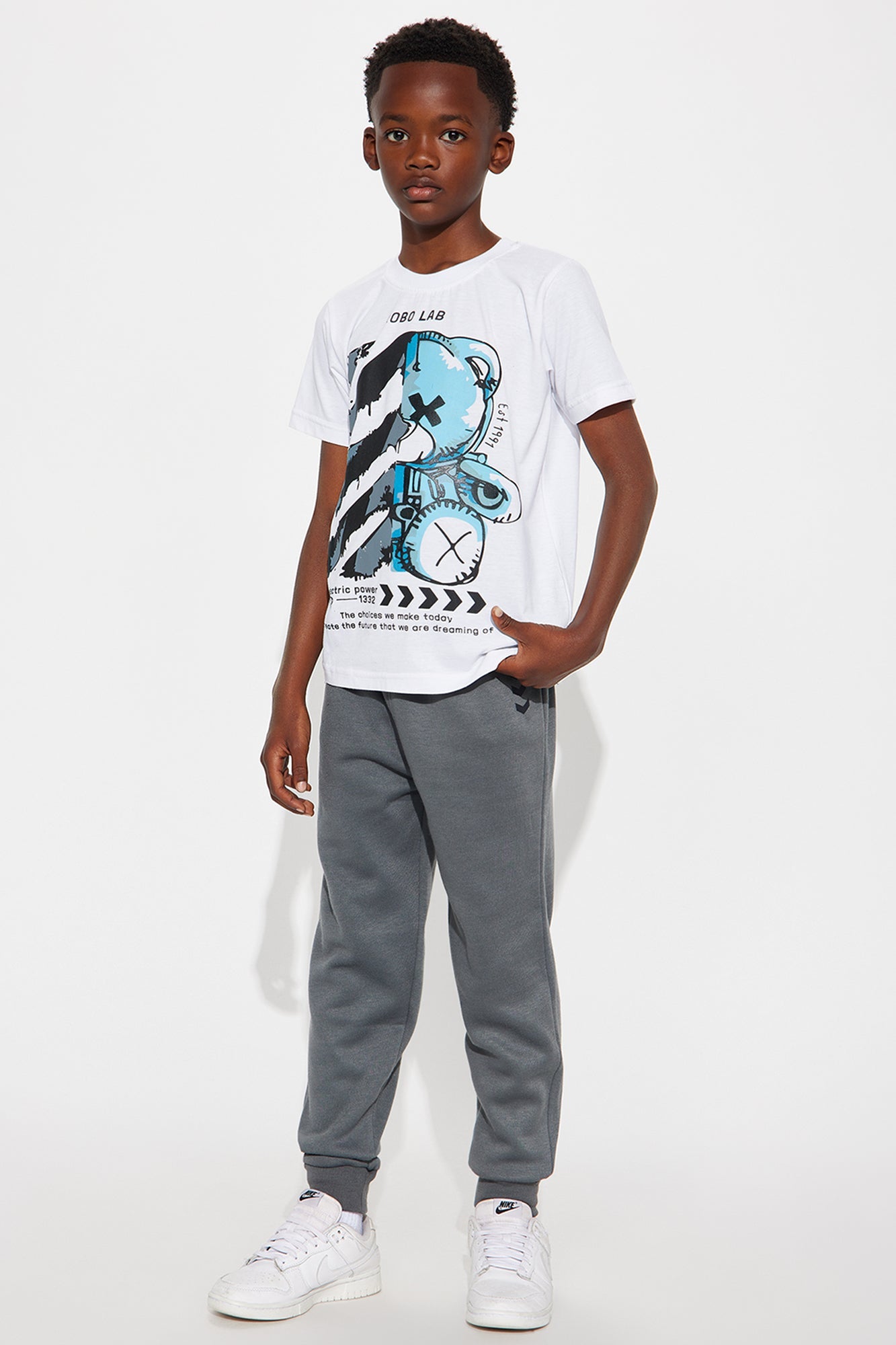Mini Robo Lab Jogger Pant Set - White/combo