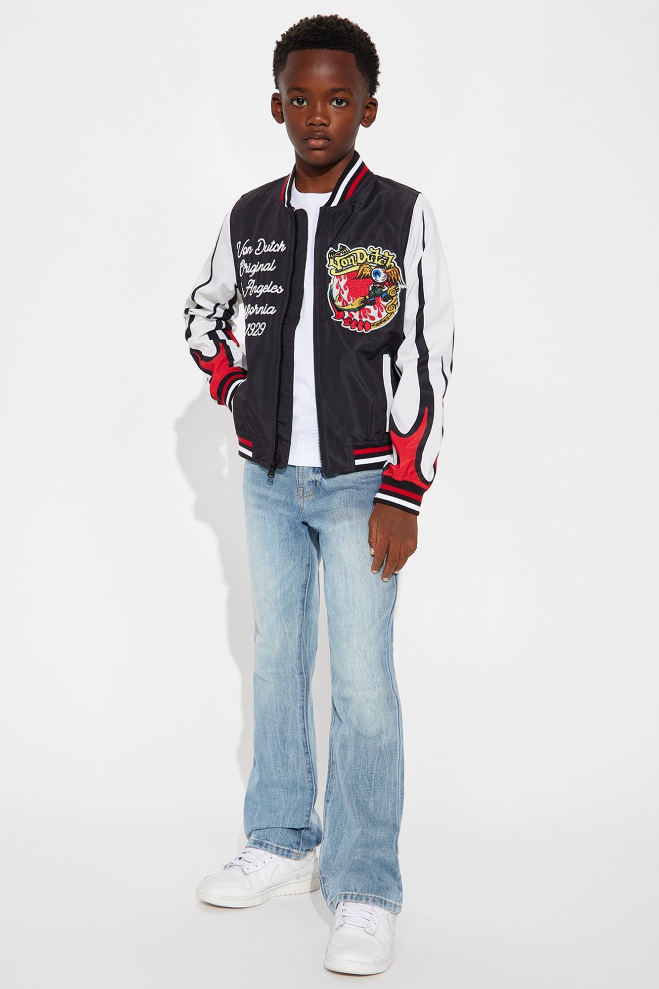 Mini Von Dutch Flamed Varsity Jacket - Black