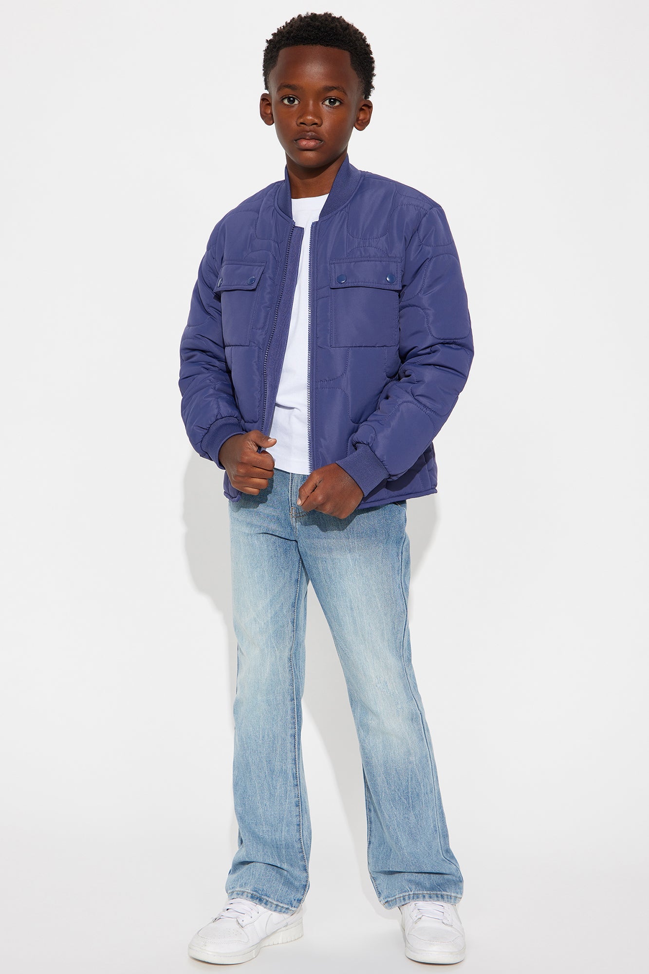 Mini Geo Quilted Jacket - Blue
