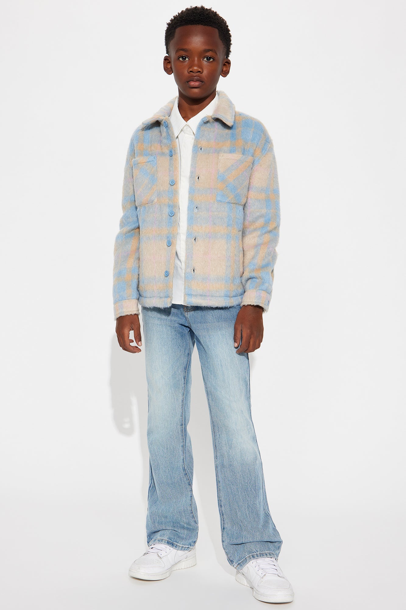 Mini Relaxed Arcola Plaid Shacket - Blue