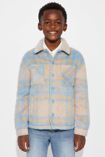Mini Relaxed Arcola Plaid Shacket - Blue