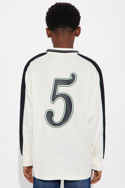 Mini Saints Social Long Sleeve Jersey Polo - Ivory