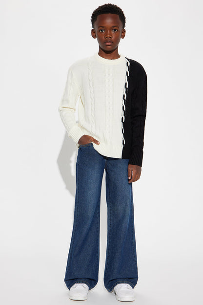 Mini Cody Cable Knit Sweater - White/combo