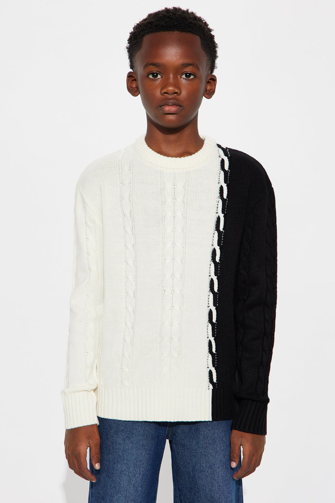 Mini Cody Cable Knit Sweater - White/combo