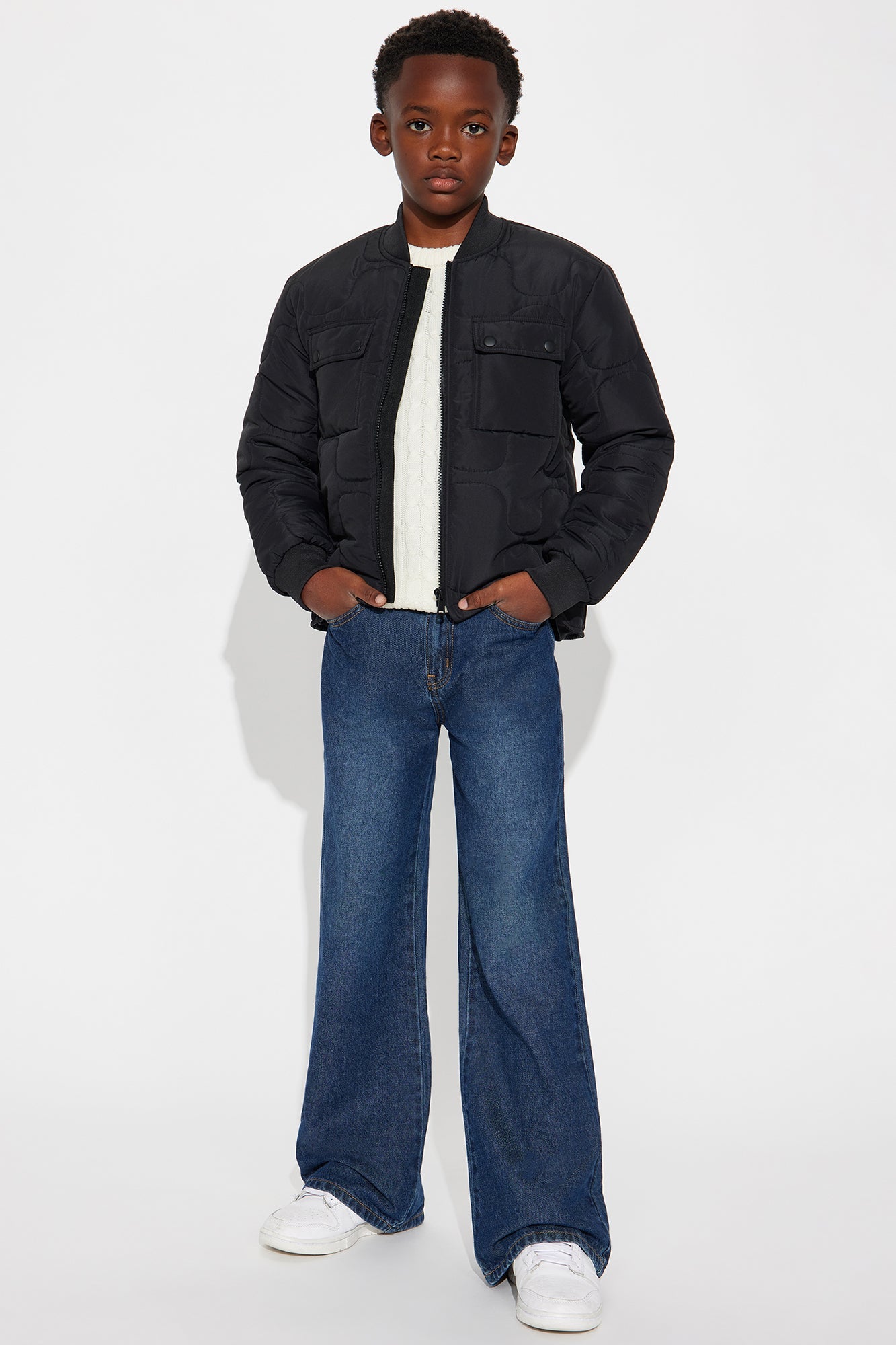 Mini Geo Quilted Jacket - Black