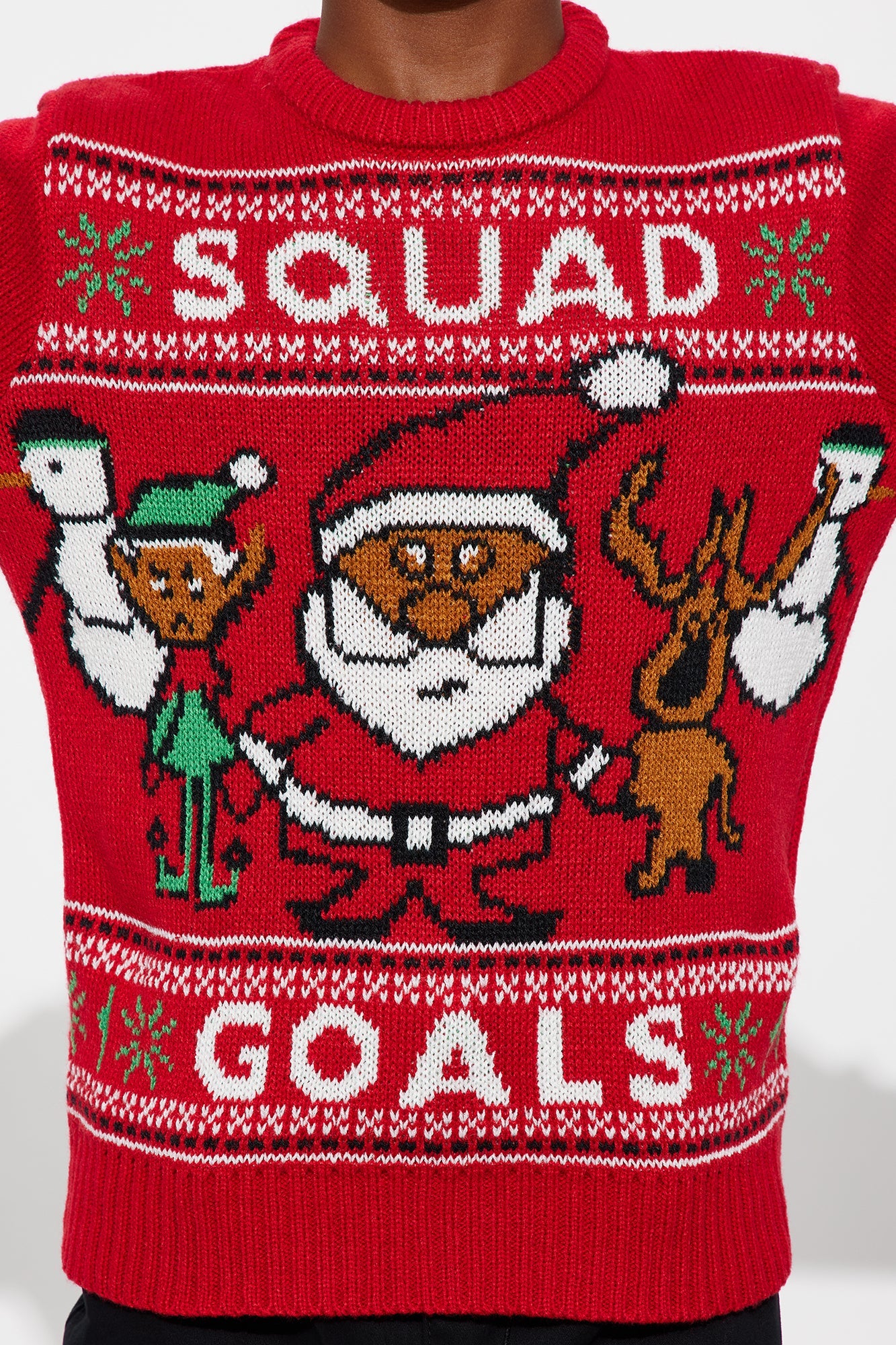 Mini Santa Squad Goals Sweater - Red/combo