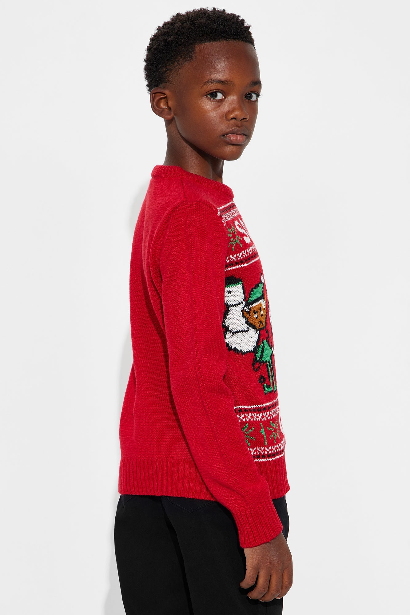 Mini Santa Squad Goals Sweater - Red/combo