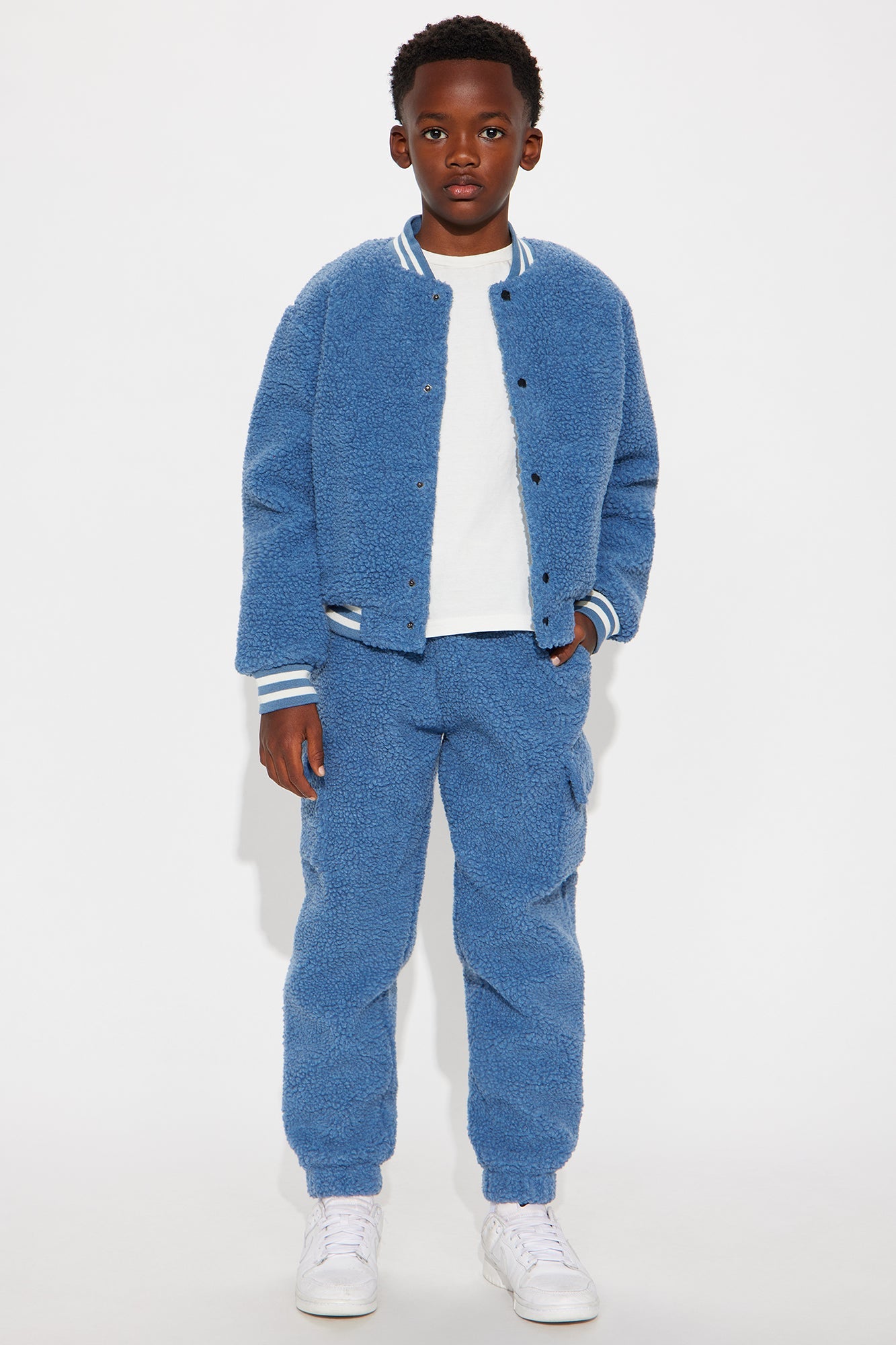 Mini Teddy Varsity Sherpa Pant - Light Blue