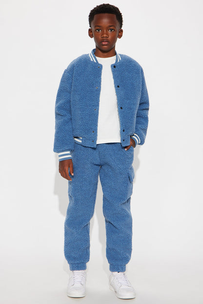 Mini Teddy Varsity Sherpa Pant - Light Blue