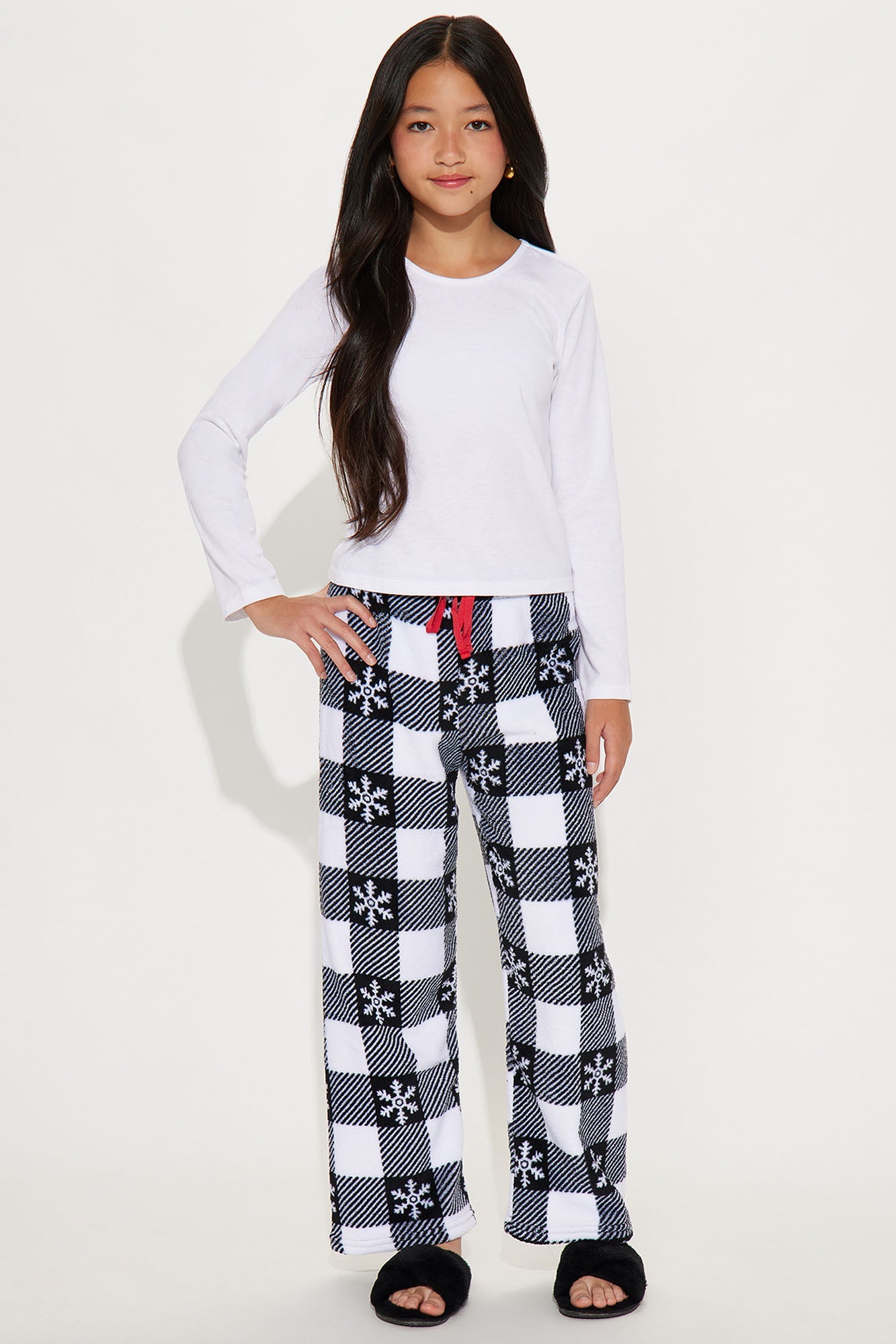 Mini Play In The Snow Plush Pants - Black/White