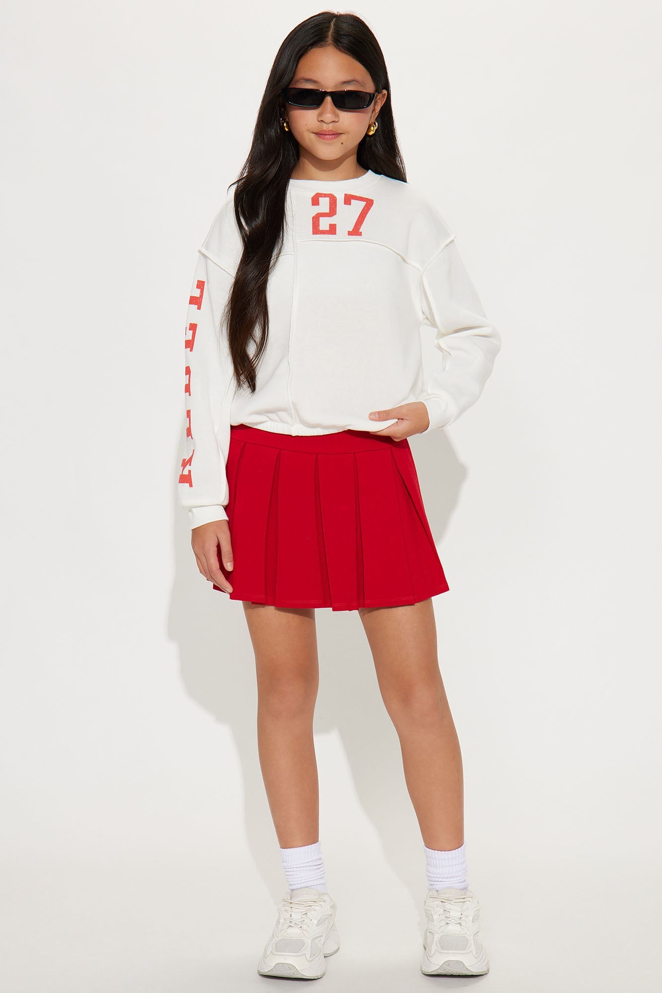 Mini Rebel Paneled Crew Neck Sweatshirt - Ivory