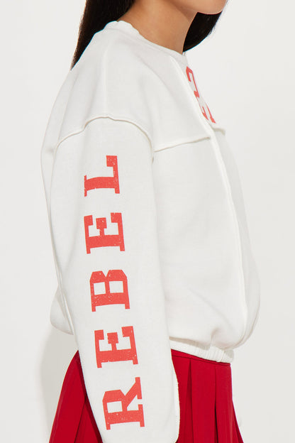 Mini Rebel Paneled Crew Neck Sweatshirt - Ivory