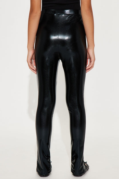 Mini Sleek Surprise Faux Leather Legging - Black
