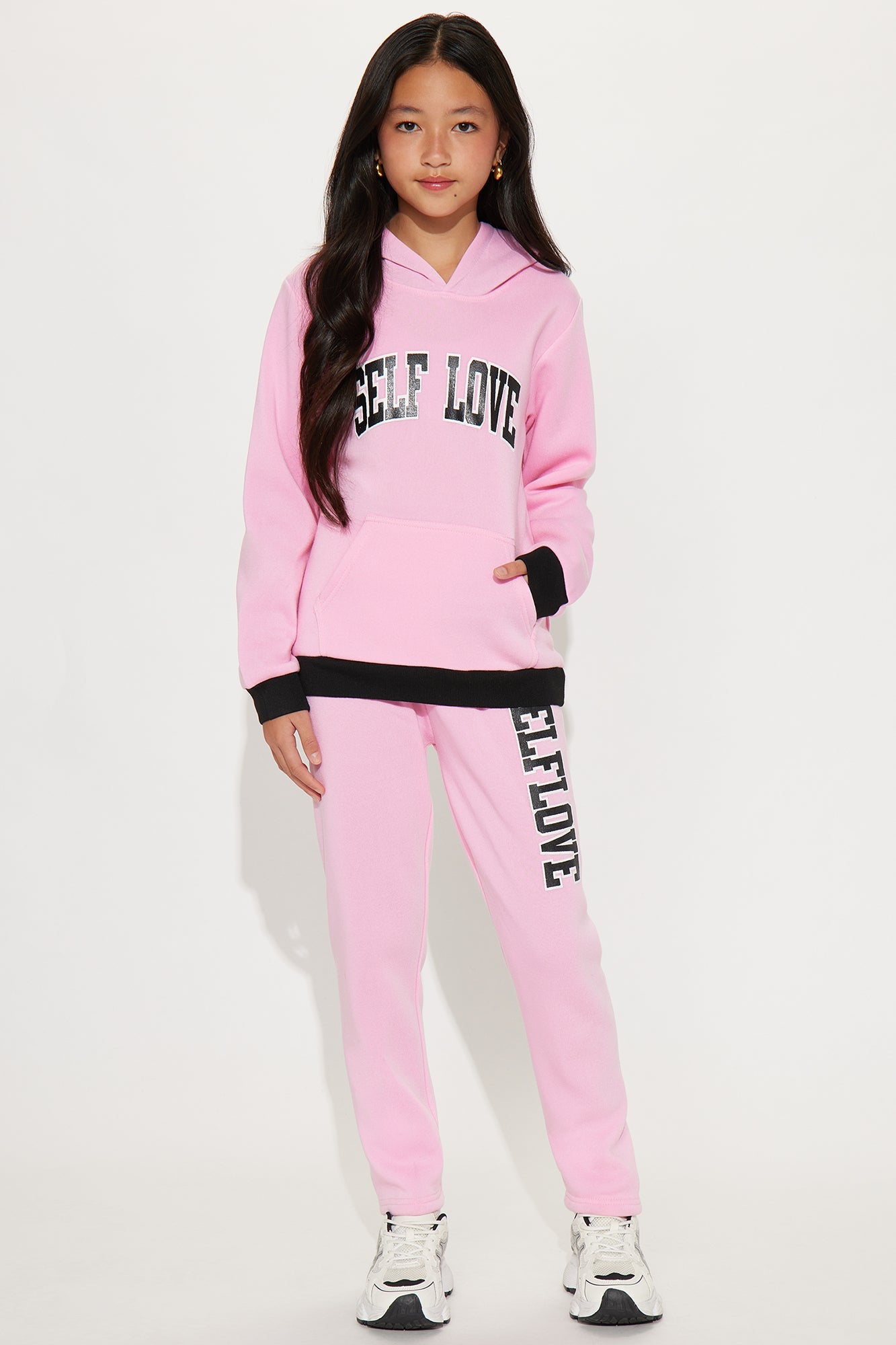 Mini Choosing Self Love Hoodie And Pant Set - Pink