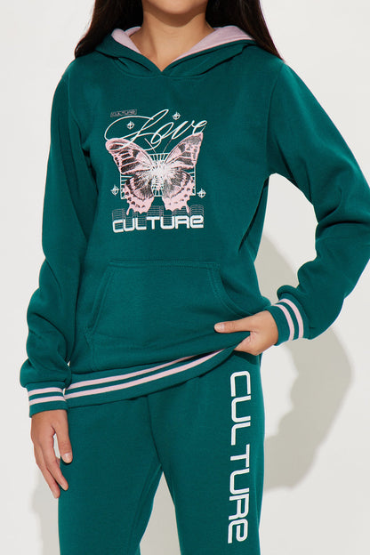 Mini Love Culture Hoodie And Pant Set - Hunter