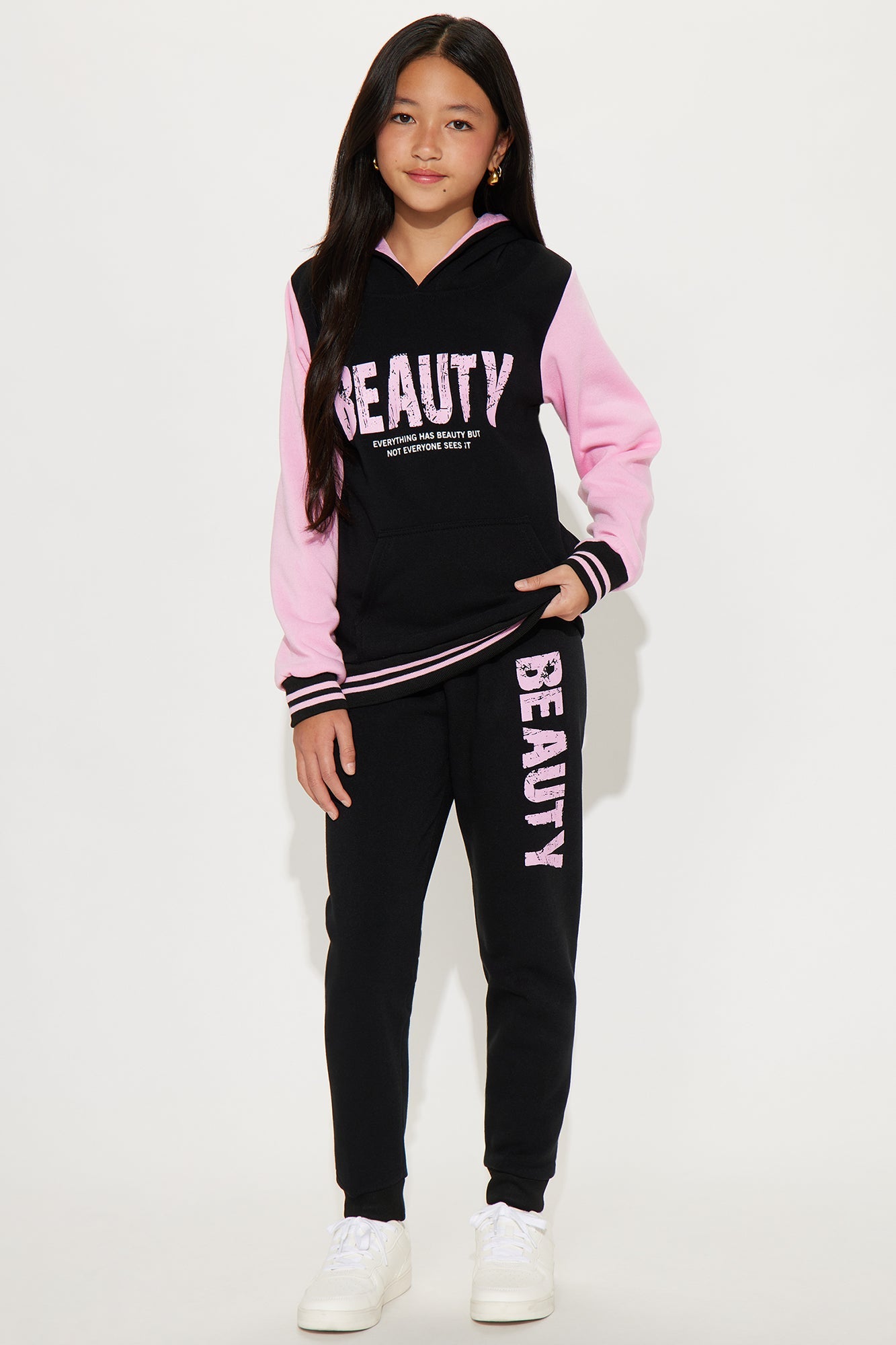 Mini Real Beauty Hoodie And Pant Set - Black/combo