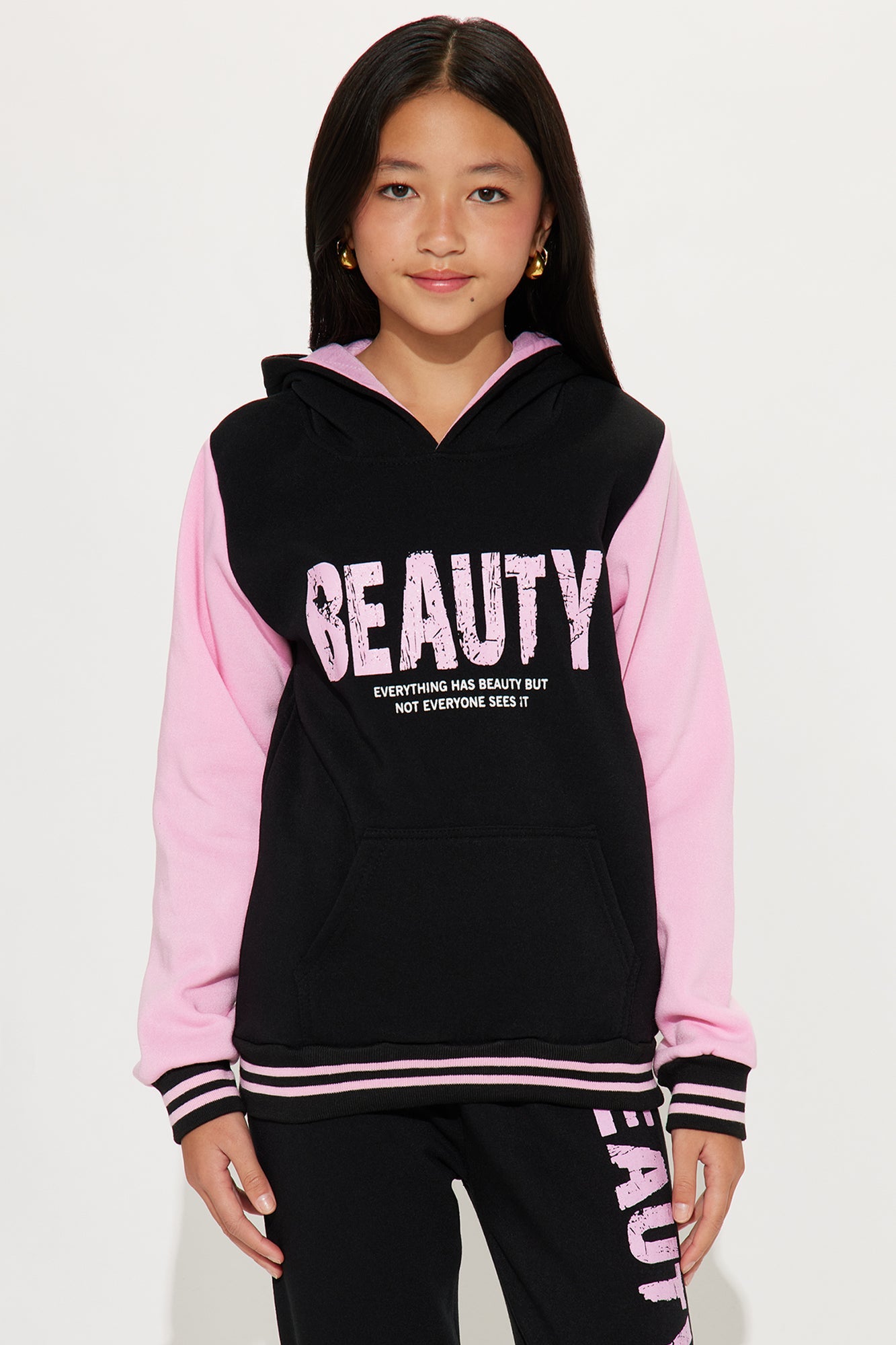Mini Real Beauty Hoodie And Pant Set - Black/combo