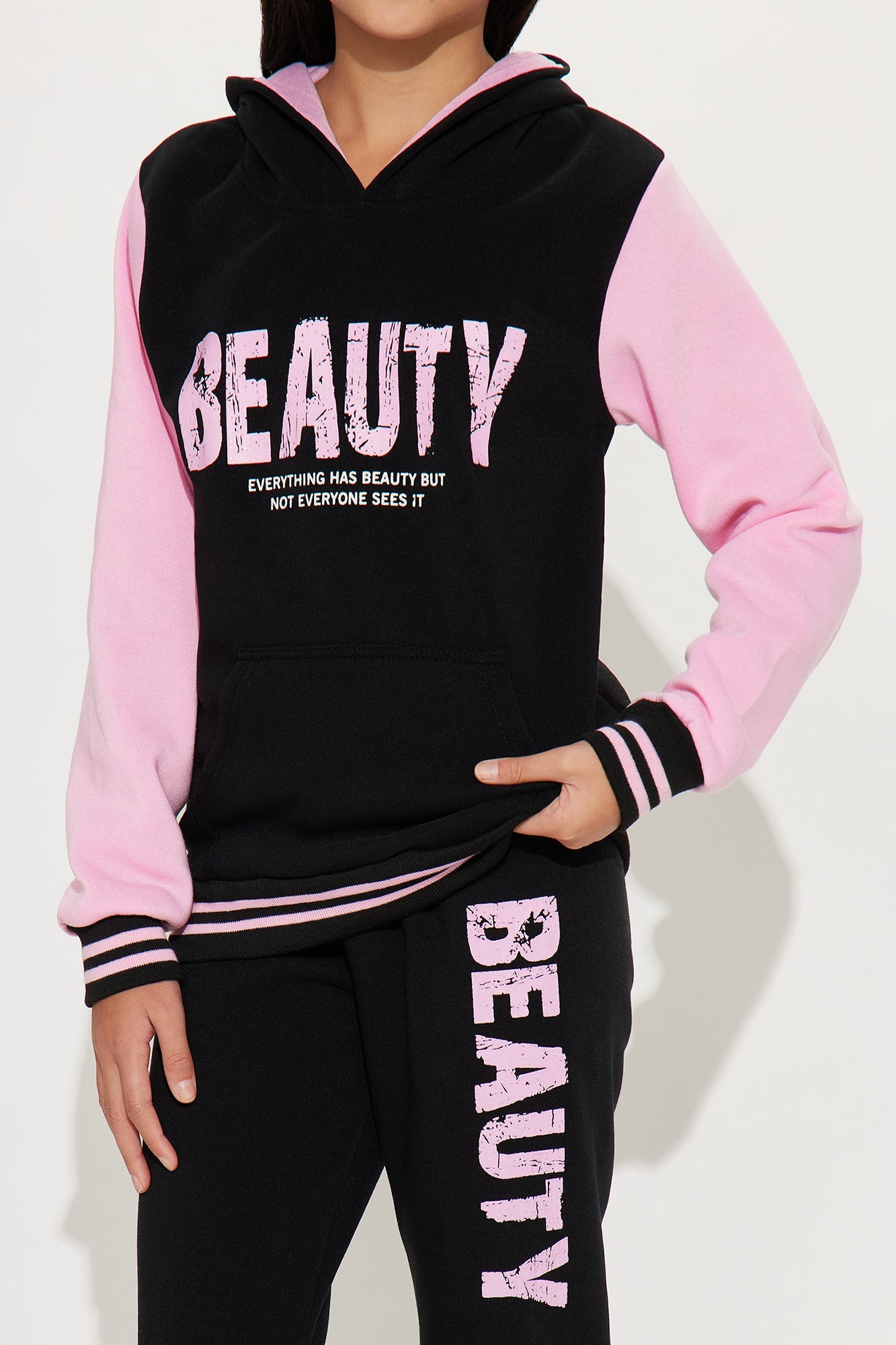 Mini Real Beauty Hoodie And Pant Set - Black/combo