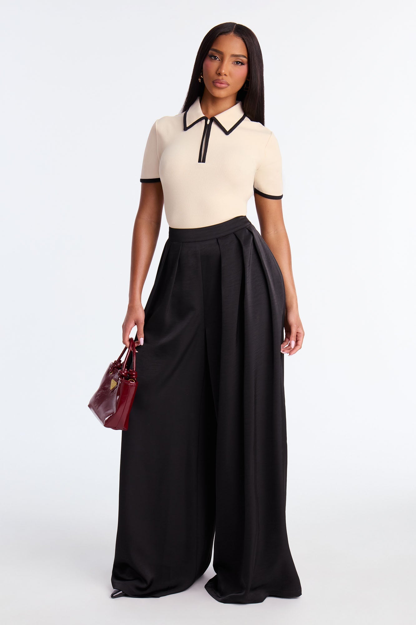 Seasoned Professional Satin Wide Leg Pant 32″ - Black