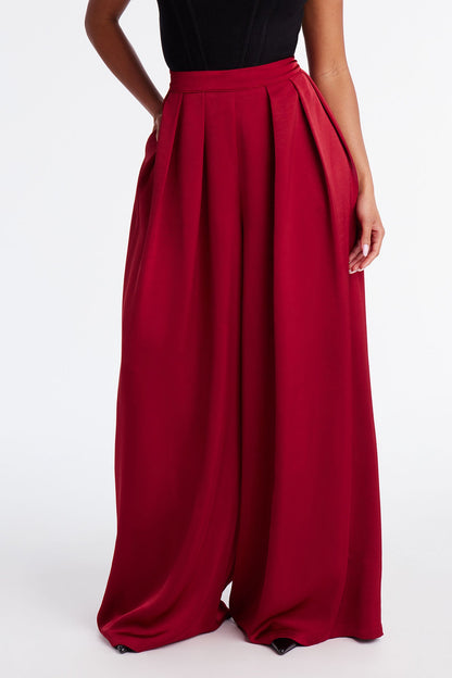 Seasoned Professional Satin Wide Leg Pant 32″ - Red