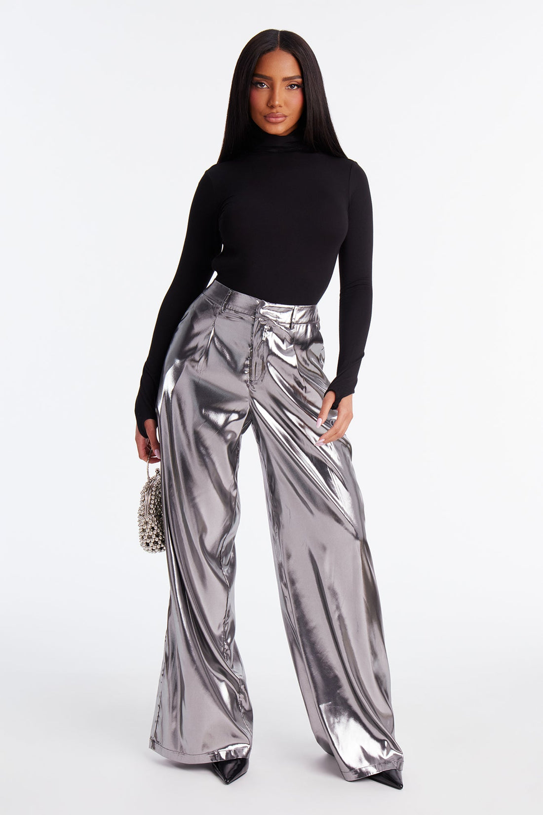 Make It Work Satin Trouser Pant 32″ - Silver