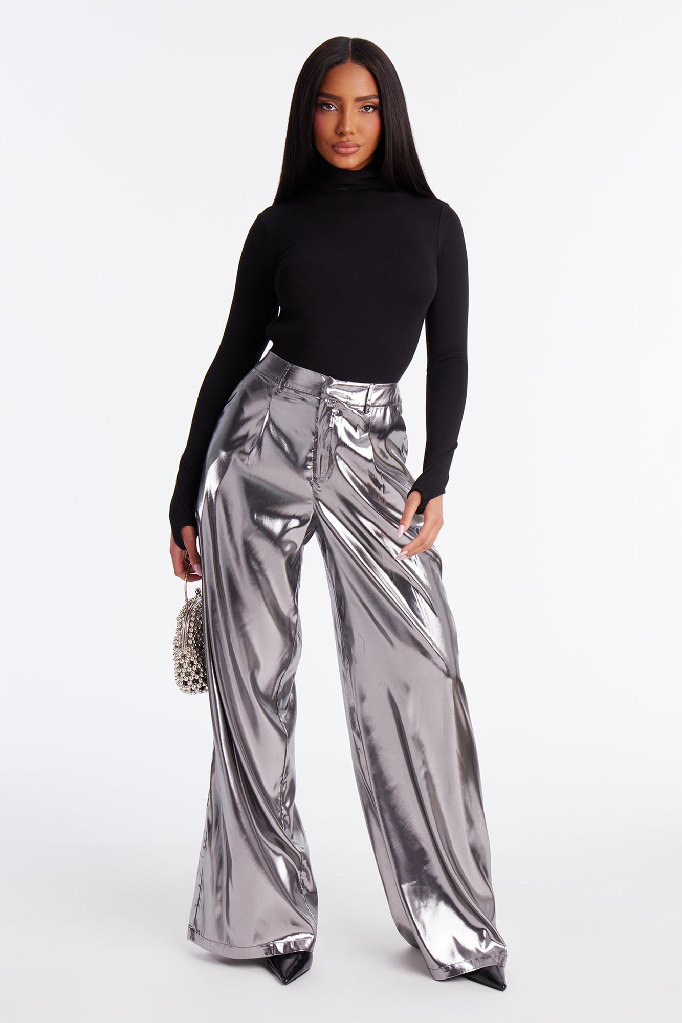 Make It Work Satin Trouser Pant 32″ - Silver