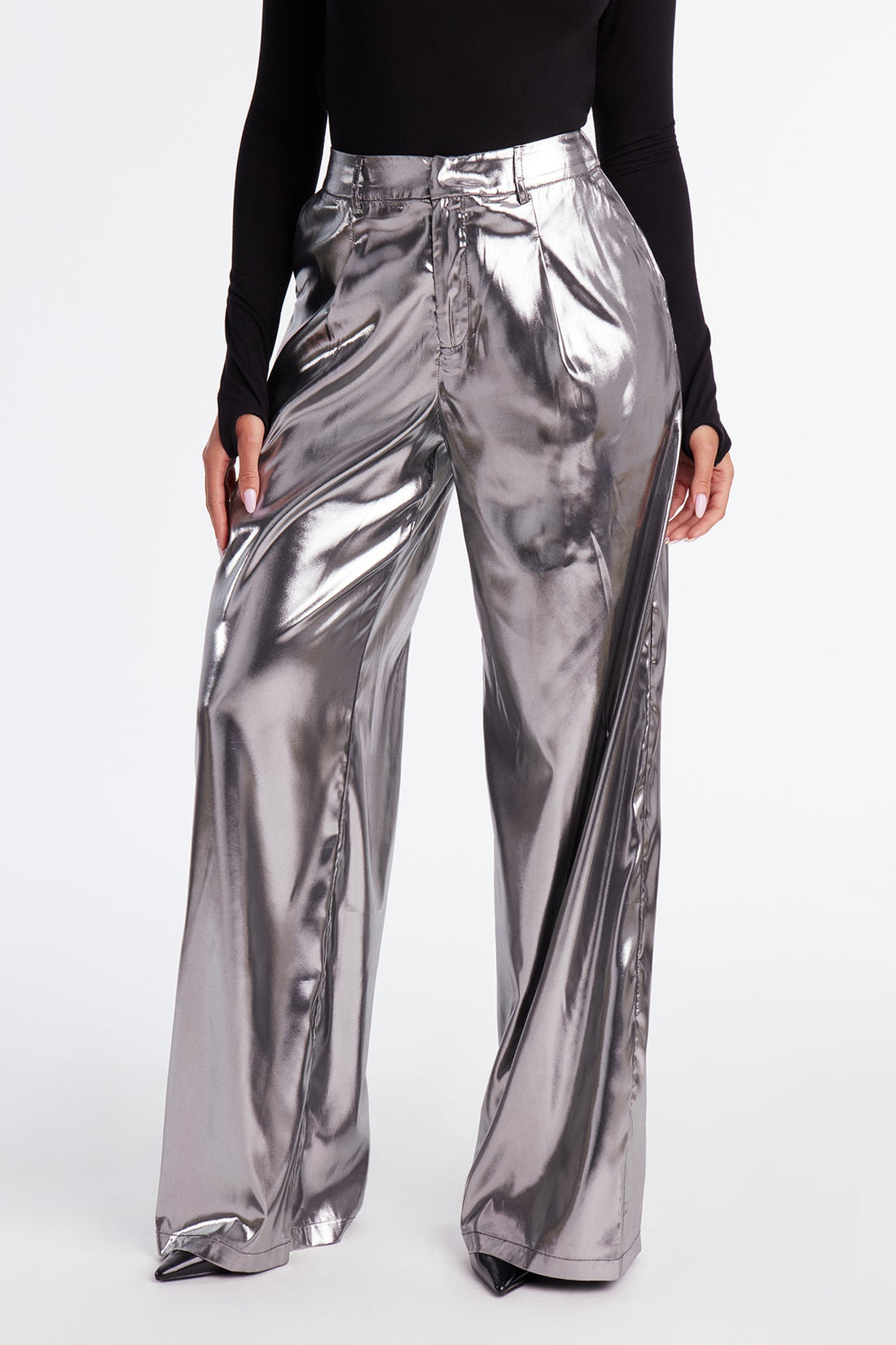 Make It Work Satin Trouser Pant 32″ - Silver