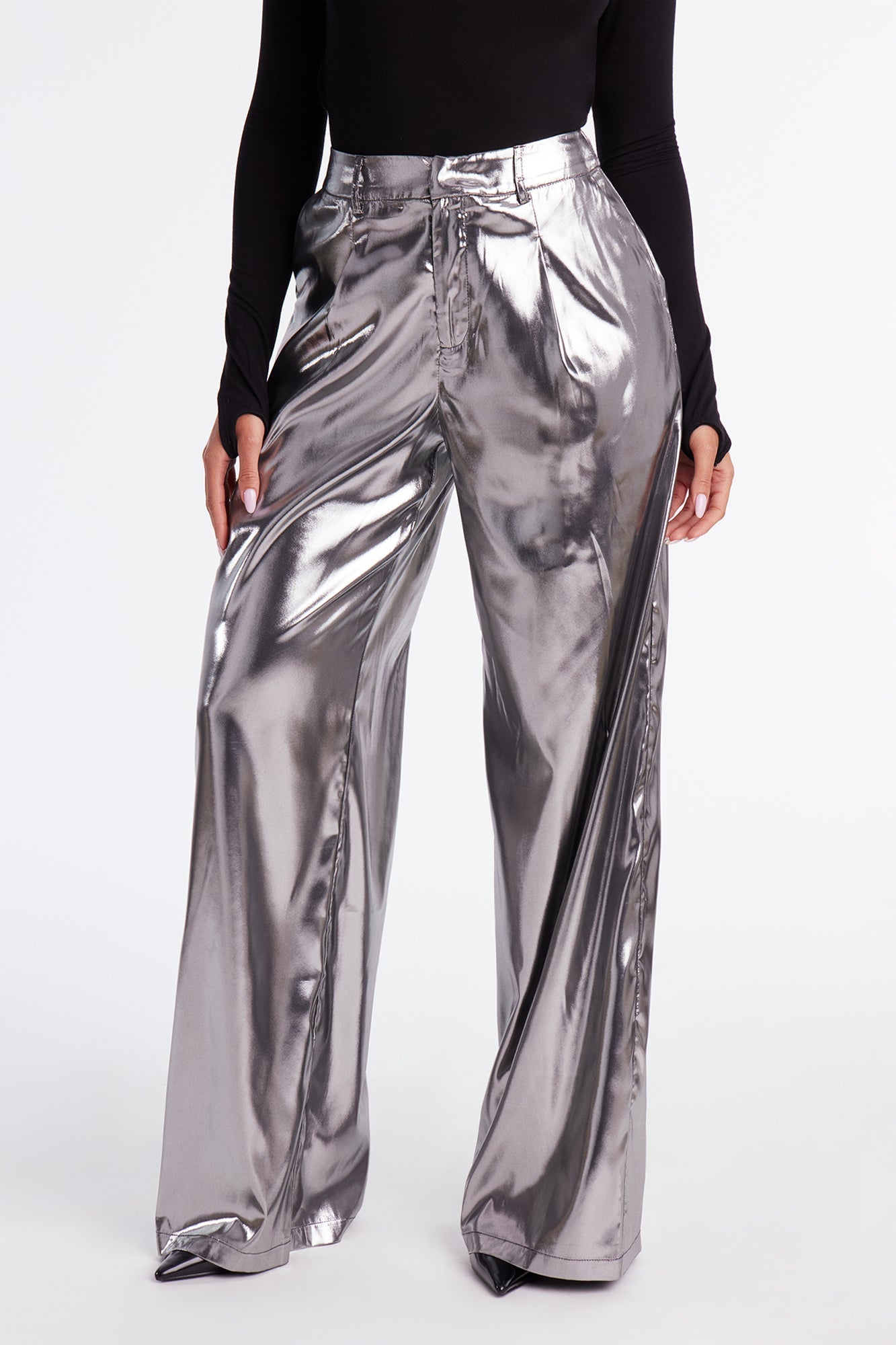Make It Work Satin Trouser Pant 32″ - Silver