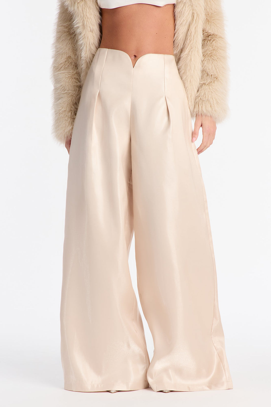 Rosey High Rise Wide Leg Pant 33″ - Champagne