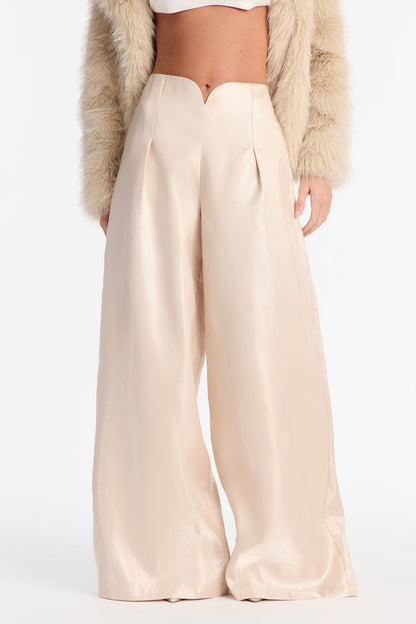 Rosey High Rise Wide Leg Pant 33″ - Champagne