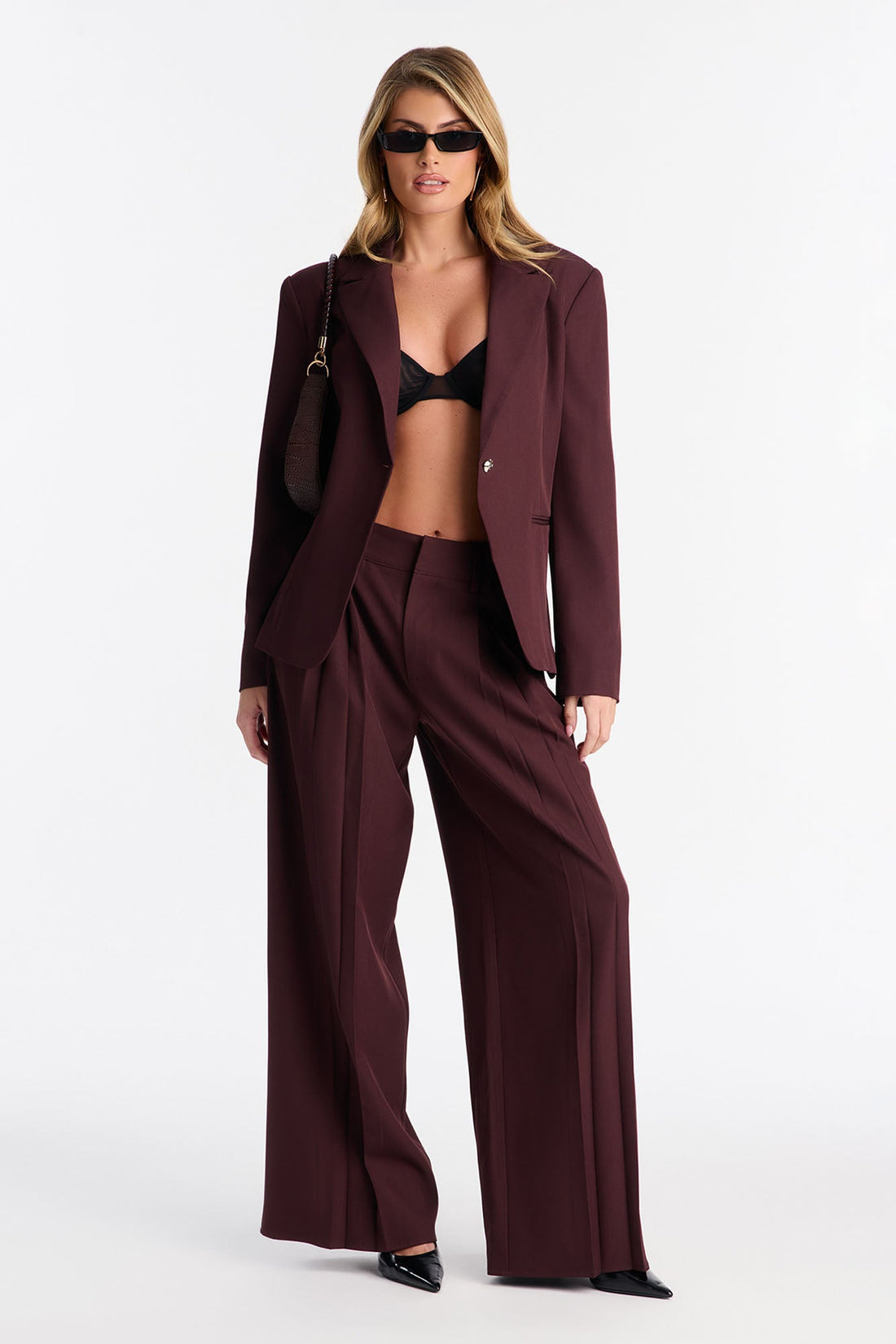 Brooke Blazer Pant Set - Eggplant